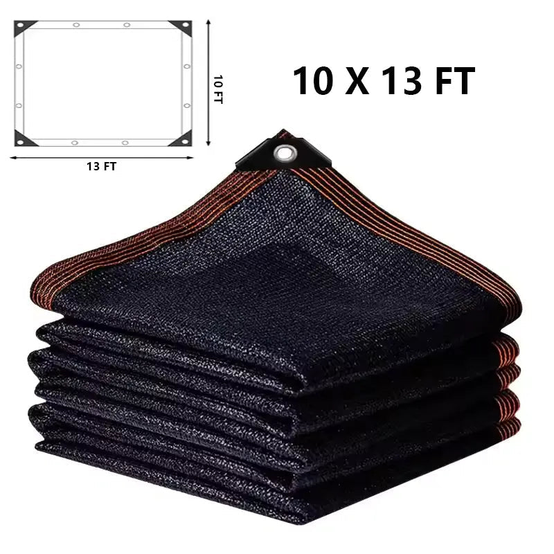 90% Blackout Sun Shade Cloth 10x13ft - Heavy-Duty UV-Resistant Mesh Net with Grommets