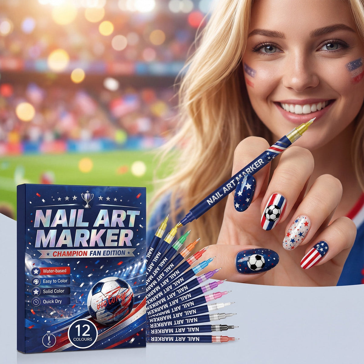 ⚽ Game Day Soccer Nail Art Pens | Paint Team Colors In Seconds