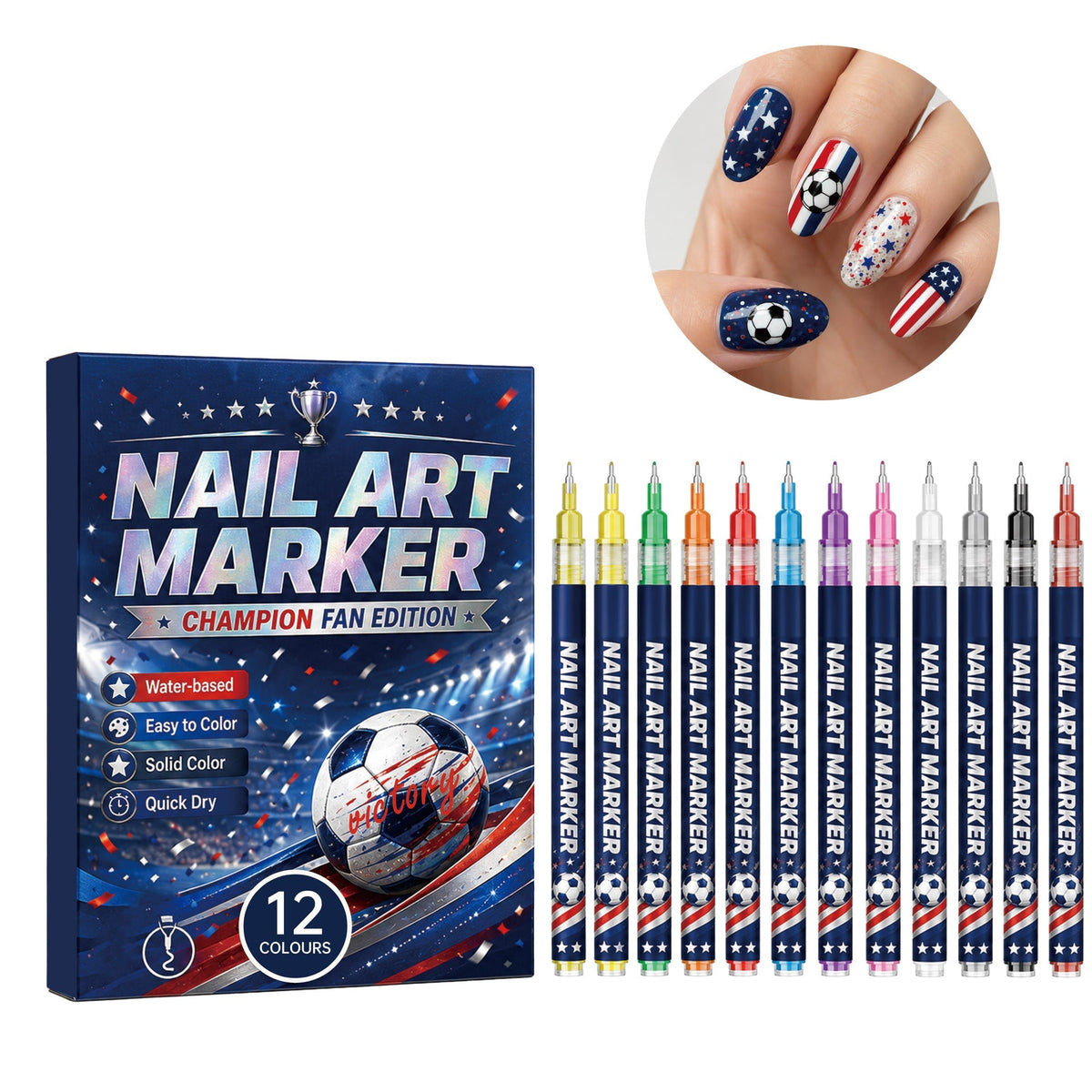 ⚽ Game Day Soccer Nail Art Pens | Paint Team Colors In Seconds
