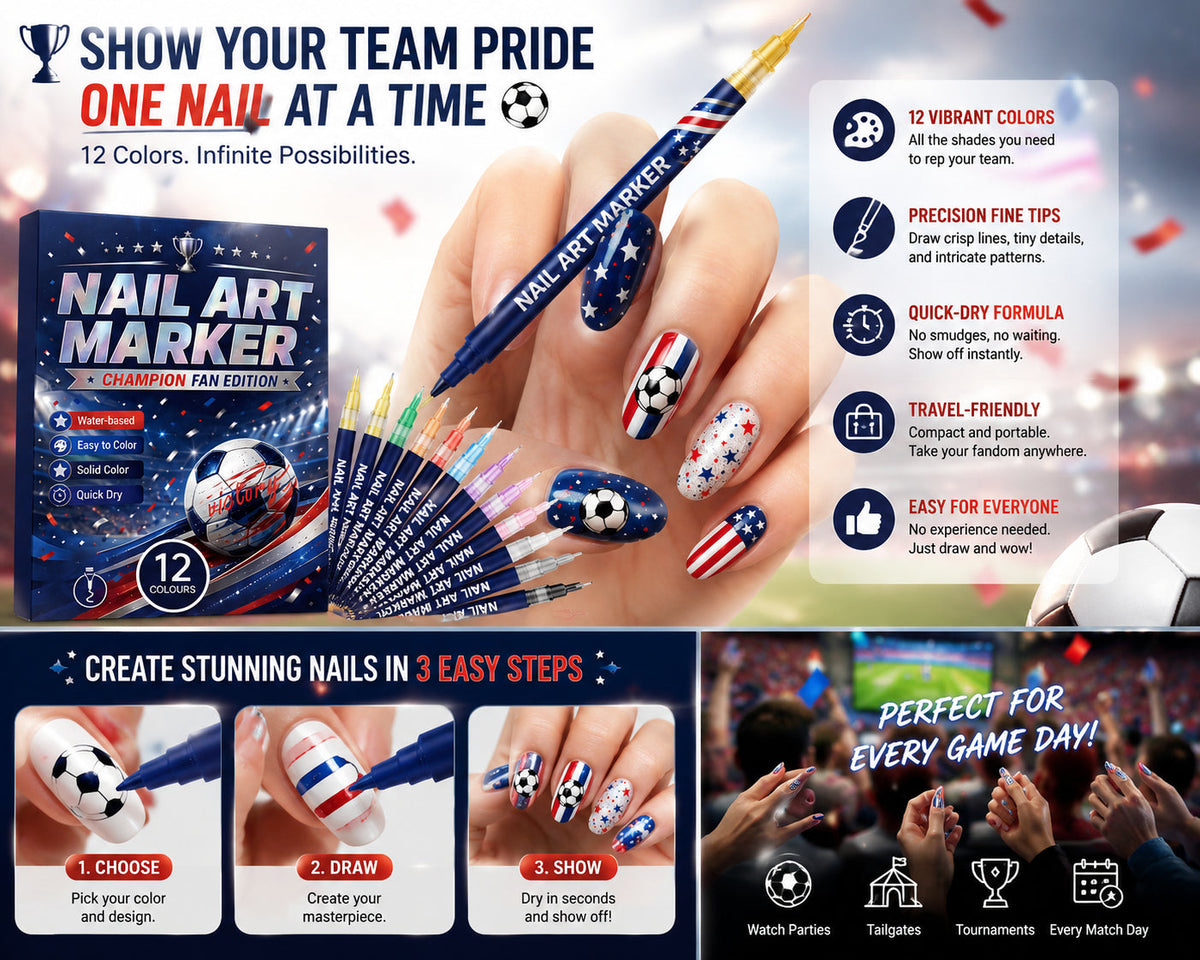 ⚽ Game Day Soccer Nail Art Pens | Paint Team Colors In Seconds