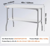 Foldable Commercial Stainless Steel Prep Table 48×24×34 Inch, Heavy Duty 300 LBS Load Workstation, SUS201 Foldable Kitchen Work Table with Storage Shelf for Restaurant & Catering