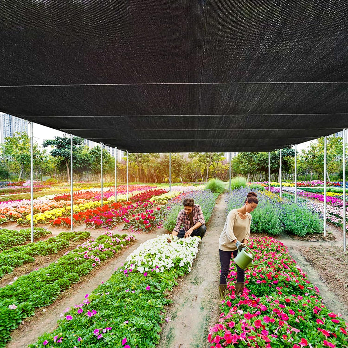 90% Blackout Sun Shade Cloth 10x13ft - Heavy-Duty UV-Resistant Mesh Net with Grommets
