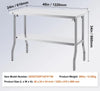 Foldable Commercial Stainless Steel Prep Table 48×24×34 Inch, Heavy Duty 300 LBS Load Workstation, SUS201 Foldable Kitchen Work Table with Storage Shelf for Restaurant & Catering