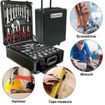 899-Piece Tool Set with Wheeled 4-Tier Aluminum Storage Case, Complete Home & Mechanical Repair Hand Tool Kit