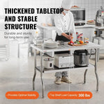 Foldable Commercial Stainless Steel Prep Table 48×24×34 Inch, Heavy Duty 300 LBS Load Workstation, SUS201 Foldable Kitchen Work Table with Storage Shelf for Restaurant & Catering