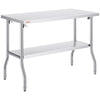 Foldable Commercial Stainless Steel Prep Table 48×24×34 Inch, Heavy Duty 300 LBS Load Workstation, SUS201 Foldable Kitchen Work Table with Storage Shelf for Restaurant & Catering