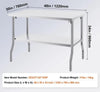 Foldable Commercial Stainless Steel Prep Table 48×24×34 Inch, Heavy Duty 300 LBS Load Workstation, SUS201 Foldable Kitchen Work Table with Storage Shelf for Restaurant & Catering