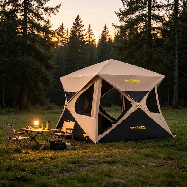 4‑Person Pop Up Camping Tent, 60‑Sec Instant Setup Windproof Cabin Tent with Rainfly for Outdoor Camping Overlanding