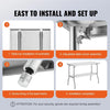 Foldable Commercial Stainless Steel Prep Table 48×24×34 Inch, Heavy Duty 300 LBS Load Workstation, SUS201 Foldable Kitchen Work Table with Storage Shelf for Restaurant & Catering