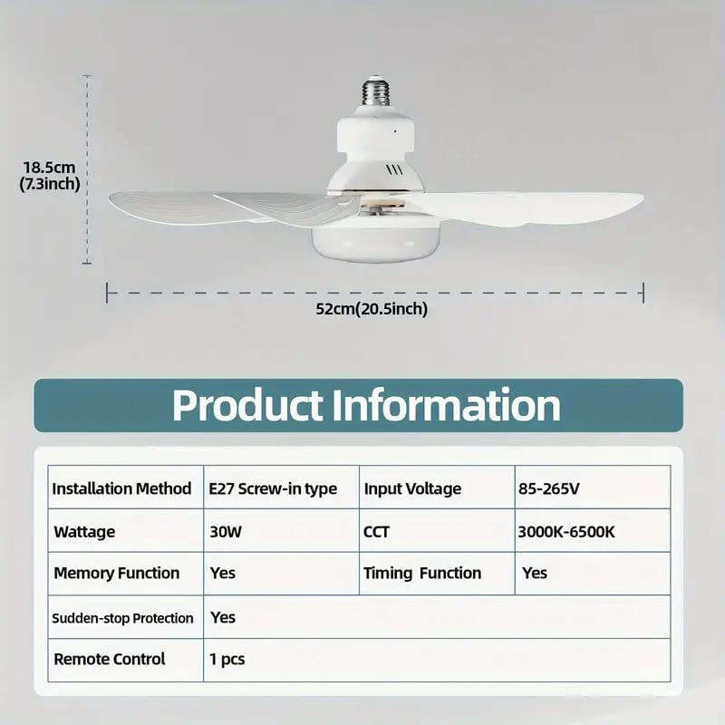 🏆LAST DAY SALE 50% OFF🔥 40W LED Ceiling Fan Light – 20.5” Ultra-Quiet with Remote 🎯 | E27 + FREE B22 Adapter 🔌 | For Bedroom 😴, Kitchen 👩‍🍳 & Garage 🛠️ – UK Ready! 🇬🇧