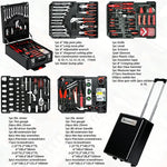 899-Piece Tool Set with Wheeled 4-Tier Aluminum Storage Case, Complete Home & Mechanical Repair Hand Tool Kit
