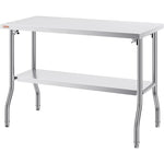 Foldable Commercial Stainless Steel Prep Table 48×24×34 Inch, Heavy Duty 300 LBS Load Workstation, SUS201 Foldable Kitchen Work Table with Storage Shelf for Restaurant & Catering